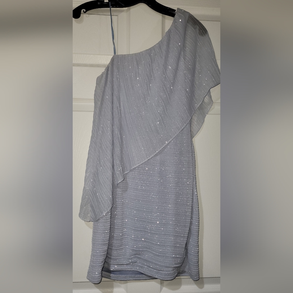 Baby Blue sparkly off the shoulder mini dress #18